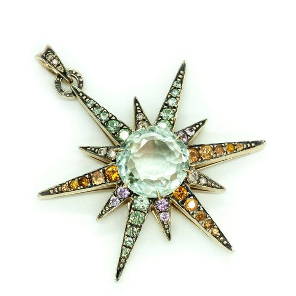 H Stern 18K Gold Diamond Sapphires Star XL Pendant - Picture 3 of 14
